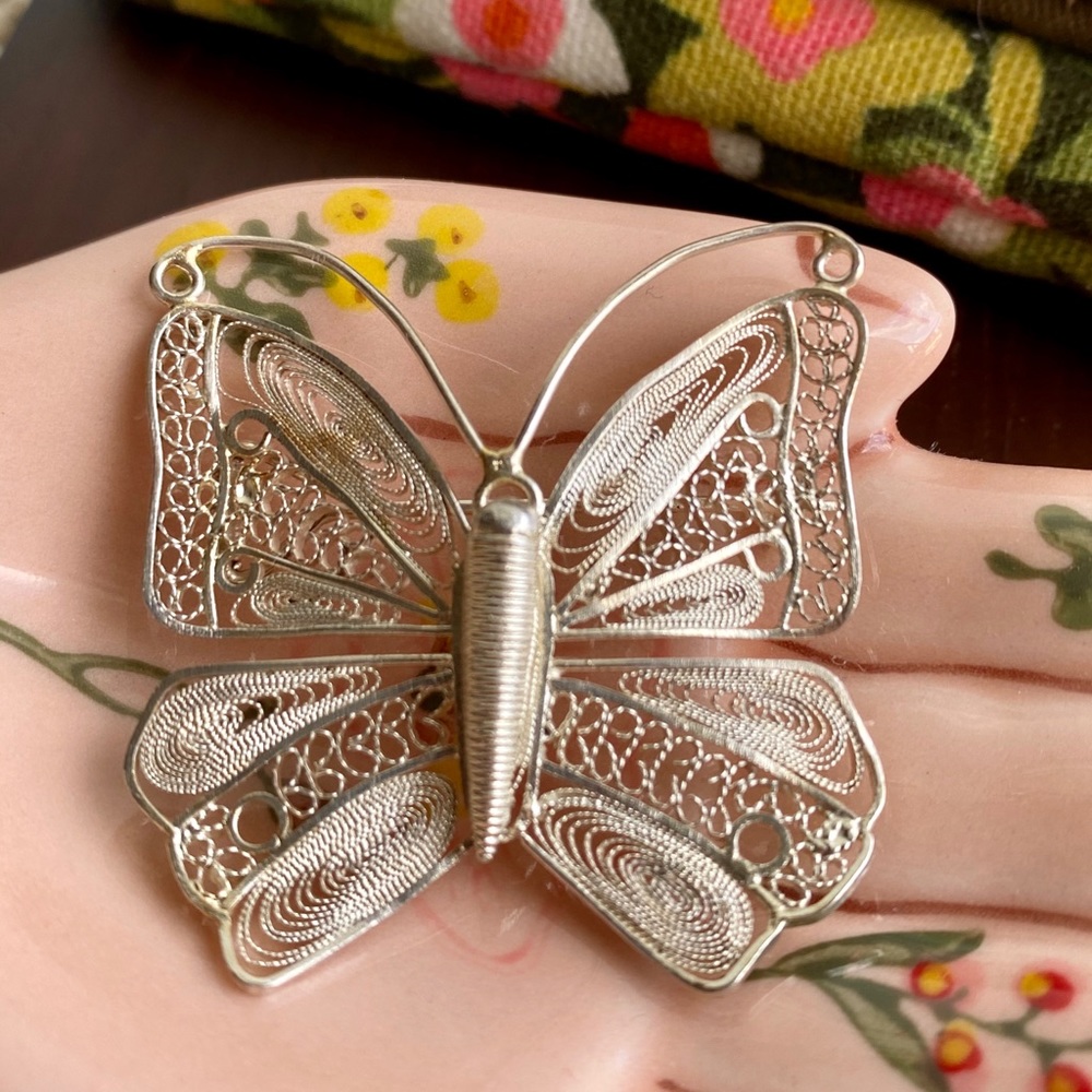 Filigree Butterfly Silver Pin  - Mompox, Colombia